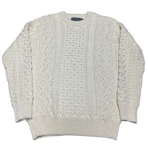 Irelands Eye cream virgin wool fisherman’s cable knit sweater Made in Ireland